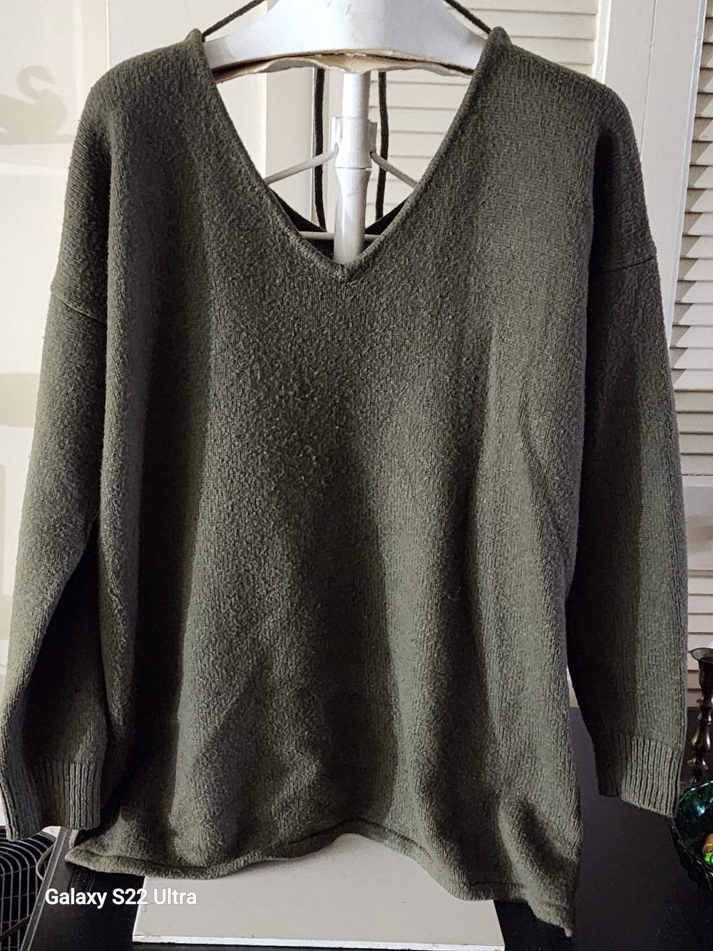 Market & Spruce Olive V-Neck Knit Sweater